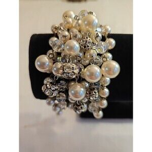 Vintage Alice Caviness Aurora Borealis Crystal Bead Pearl Rhinestone Bracelet